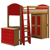 Verona Antique Pine and Red High Sleeper Bed Set 2