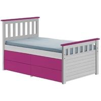 Verona Captains Ferrara Whitewash Pine and Fuchsia Single Storage Bed