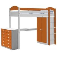 Verona Maximus Whitewash Pine and Orange High Sleeper Bed Set 2