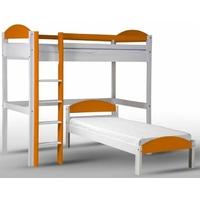 Verona Maximus Whitewash Pine and Orange L Shape High Sleeper Bed