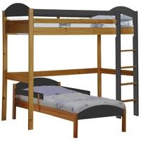 Verona Maximus Antique Pine and Graphite L Shape High Sleeper Bed