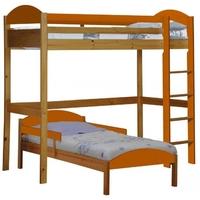 Verona Maximus Antique Pine and Orange L Shape High Sleeper Bed