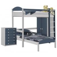 Verona Maximus Whitewash Pine and Blue L Shape High Sleeper Bed Set 2