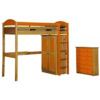 Verona Maximus Antique Pine and Orange High Sleeper Bed Set 2