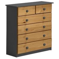 Verona Graphite Pine and Antique 4+2 Chest of Drawer