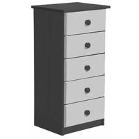 verona graphite pine and white 5 chest of drawer