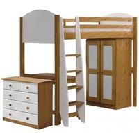 Verona Antique Pine and White High Sleeper Bed Set 2