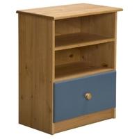 Verona Gela Antique Pine and Blue 1 Drawer 2 Shelves Bedside Cabinet