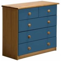 Verona Antique Pine and Blue 3+2 Chest of Drawer