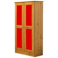 Verona Antique Pine and Red 2 Door Wardrobe