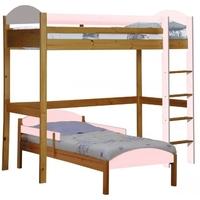 Verona Maximus Antique Pine and Pink L Shape High Sleeper Bed