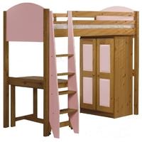 Verona Antique Pine and Pink High Sleeper Bed Set 1