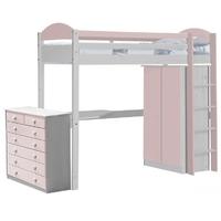 Verona Maximus Whitewash Pine and Pink High Sleeper Bed Set 2