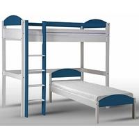 verona maximus whitewash pine and blue l shape high sleeper bed