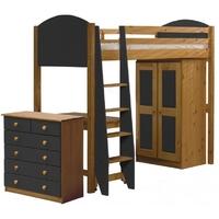 Verona Antique Pine and Graphite High Sleeper Bed Set 3