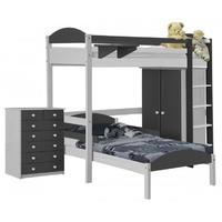 verona maximus whitewash pine and graphite l shape high sleeper bed se ...