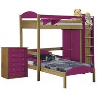 Verona Maximus Antique Pine and Fuchsia L Shape High Sleeper Bed Set 2