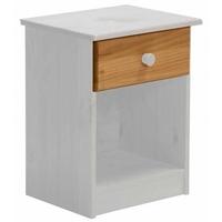 Verona Whitewash Pine and Antique 1 Drawer Bedside Cabinet