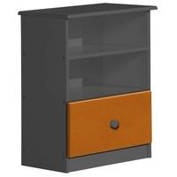 Verona Gela Graphite Pine and Orange 1 Drawer 2 Shelves Bedside Cabinet