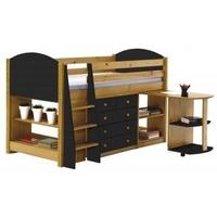 Verona Antique Pine and Graphite 3ft Mid Sleeper Bed Set 1