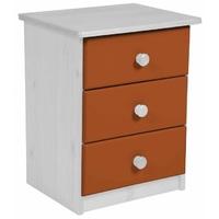 Verona Whitewash Pine and Orange 3 Drawer Bedside Cabinet