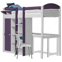 Verona Maximus Whitewash Pine and Lilac with Central Ladder High Sleeper Bed Set 2