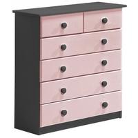 Verona Graphite Pine and Pink 4+2 Chest of Drawer