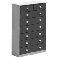 Verona Whitewash Pine and Graphite 6+2 Chest of Drawer