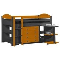 Verona Maximus Graphite Pine and Orange 3ft Mid Sleeper Bed Set 1