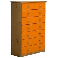 Verona Antique Pine and Orange 6+2 Chest of Drawer