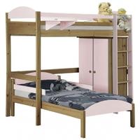 Verona Maximus Antique Pine and Pink L Shape High Sleeper Bed Set 1