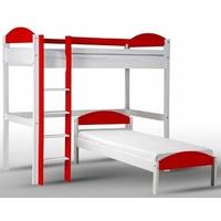 Verona Maximus Whitewash Pine and Red L Shape High Sleeper Bed