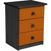 Verona Graphite Pine and Orange 3 Drawer Bedside Cabinet