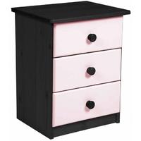 verona graphite pine and pink 3 drawer bedside cabinet