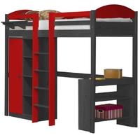 Verona Maximus Graphite Pine and Red with Central Ladder High Sleeper Bed Set 1