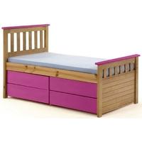 Verona Captains Ferrara Antique Pine and Fuchsia Single Storage Bed