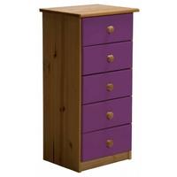 Verona Antique Pine and Lilac 5 Chest of Drawer