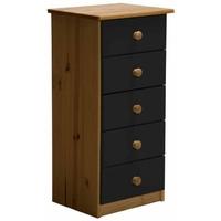 Verona Antique Pine and Graphite 5 Chest of Drawer