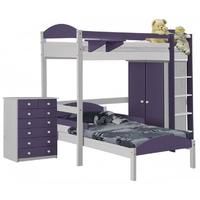 Verona Maximus Whitewash Pine and Lilac L Shape High Sleeper Bed Set 2