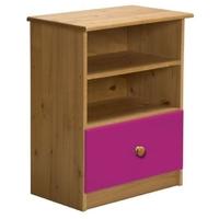 Verona Gela Antique Pine and Fuchsia 1 Drawer 2 Shelves Bedside Cabinet