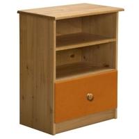 Verona Gela Antique Pine and Orange 1 Drawer 2 Shelves Bedside Cabinet