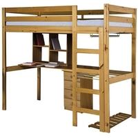 verona rimini antique pine high sleeper bed with 4 drawer bedside