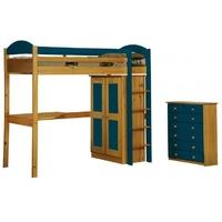 Verona Maximus Antique Pine and Blue High Sleeper Bed Set 2