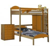 Verona Maximus Antique Pine and Orange L Shape High Sleeper Bed Set 2