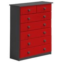 Verona Graphite Pine and Red 5+2 Chest of Drawer