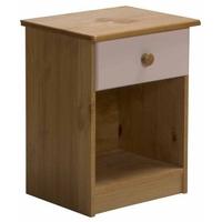 Verona Antique Pine and Pink 1 Drawer Bedside Cabinet