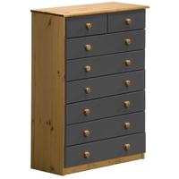 Verona Antique Pine and Graphite 6+2 Chest of Drawer