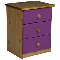 Verona Antique Pine and Lilac 3 Drawer Bedside Cabinet