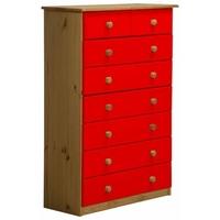 Verona Antique Pine and Red 6+2 Chest of Drawer