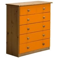 Verona Antique Pine and Orange 4+2 Chest of Drawer